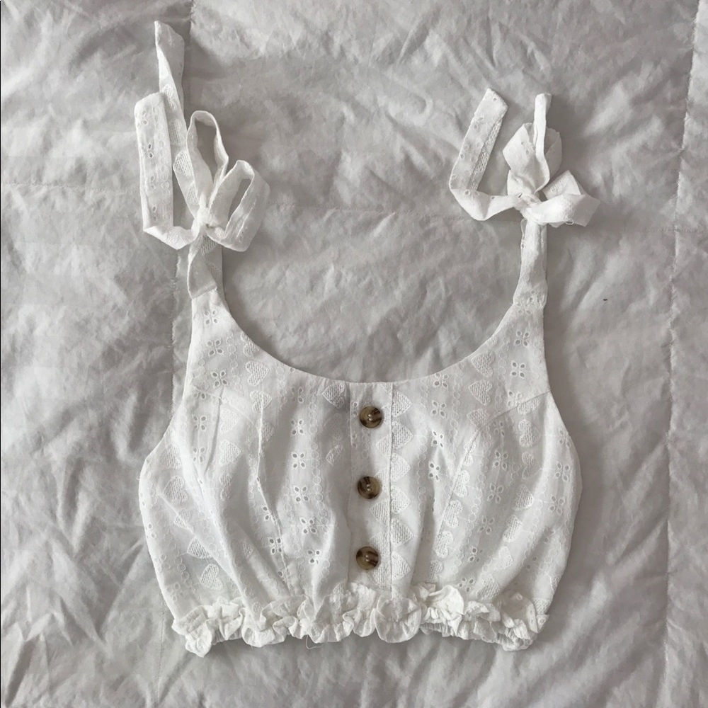 Zaful Button Down Top with Tie Straps